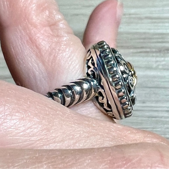 Designer Signed AE Sterling Silver & 14K Gold Open Work Ring, Size 7, 8.1g - Picture 9 of 10